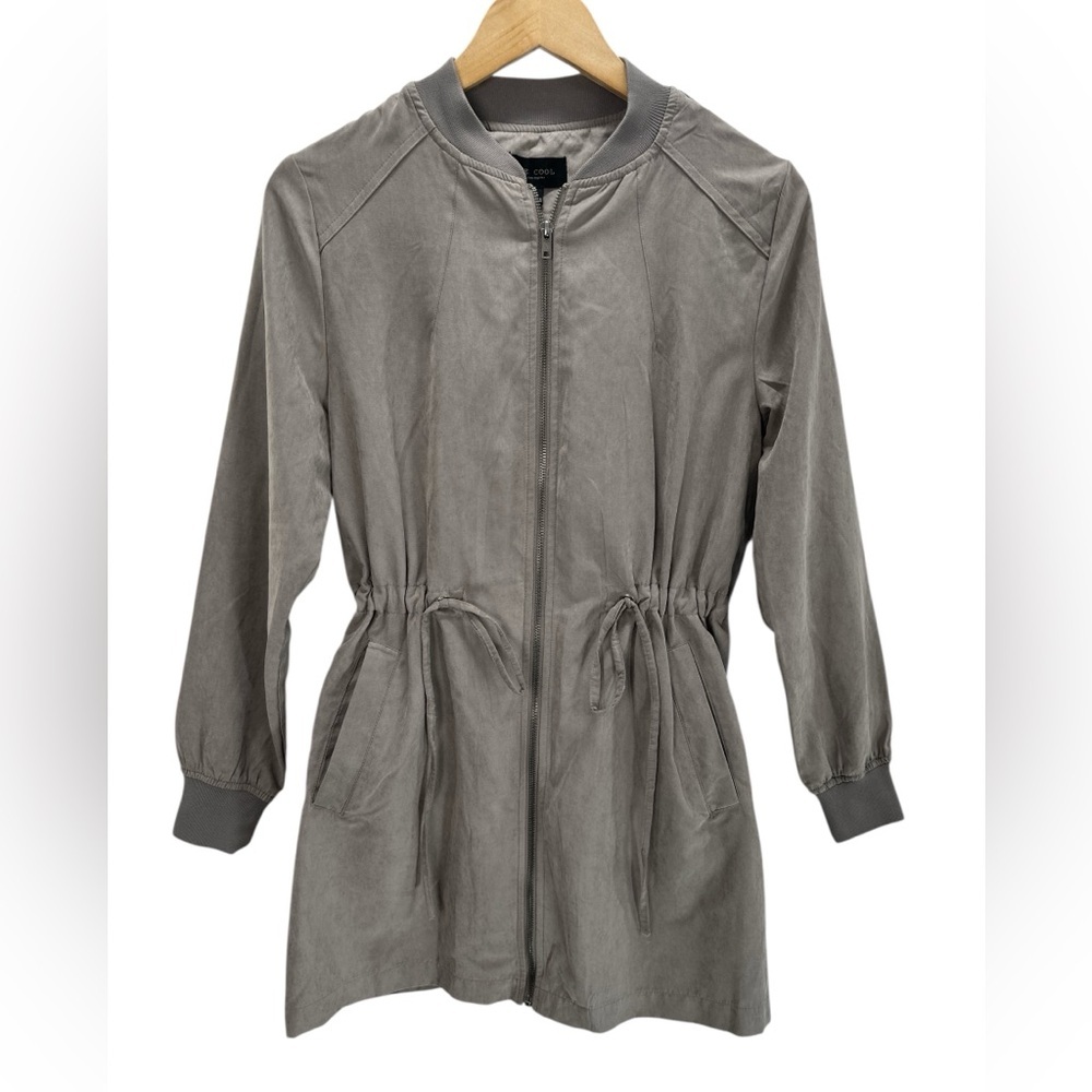BE COOL Longline Cinched Waist Zip Front Utility Jacket Lightweight Casual M